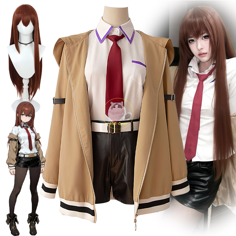 Anime Merchandise For Women - Anime Makise Kurisu Cosplay Costumes Wig